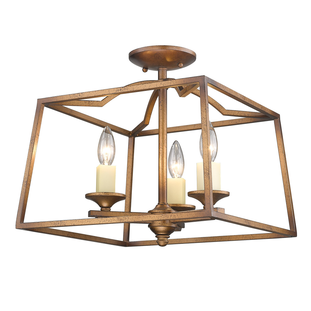 Golden Lighting Athena 3-light Semi-Flush Mount in Grecian Gold